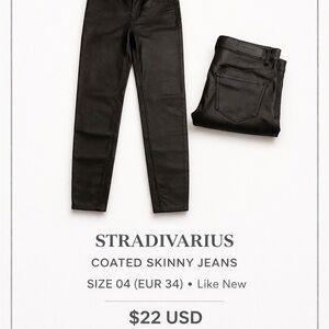 Stradivarius Black Coated Skinny Jeans